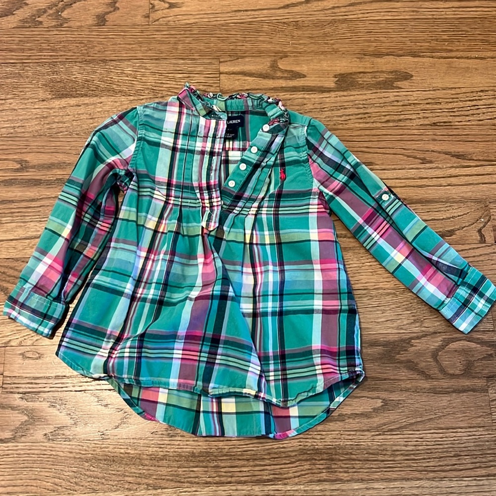 Ralph Lauren 3T green and pink blouse